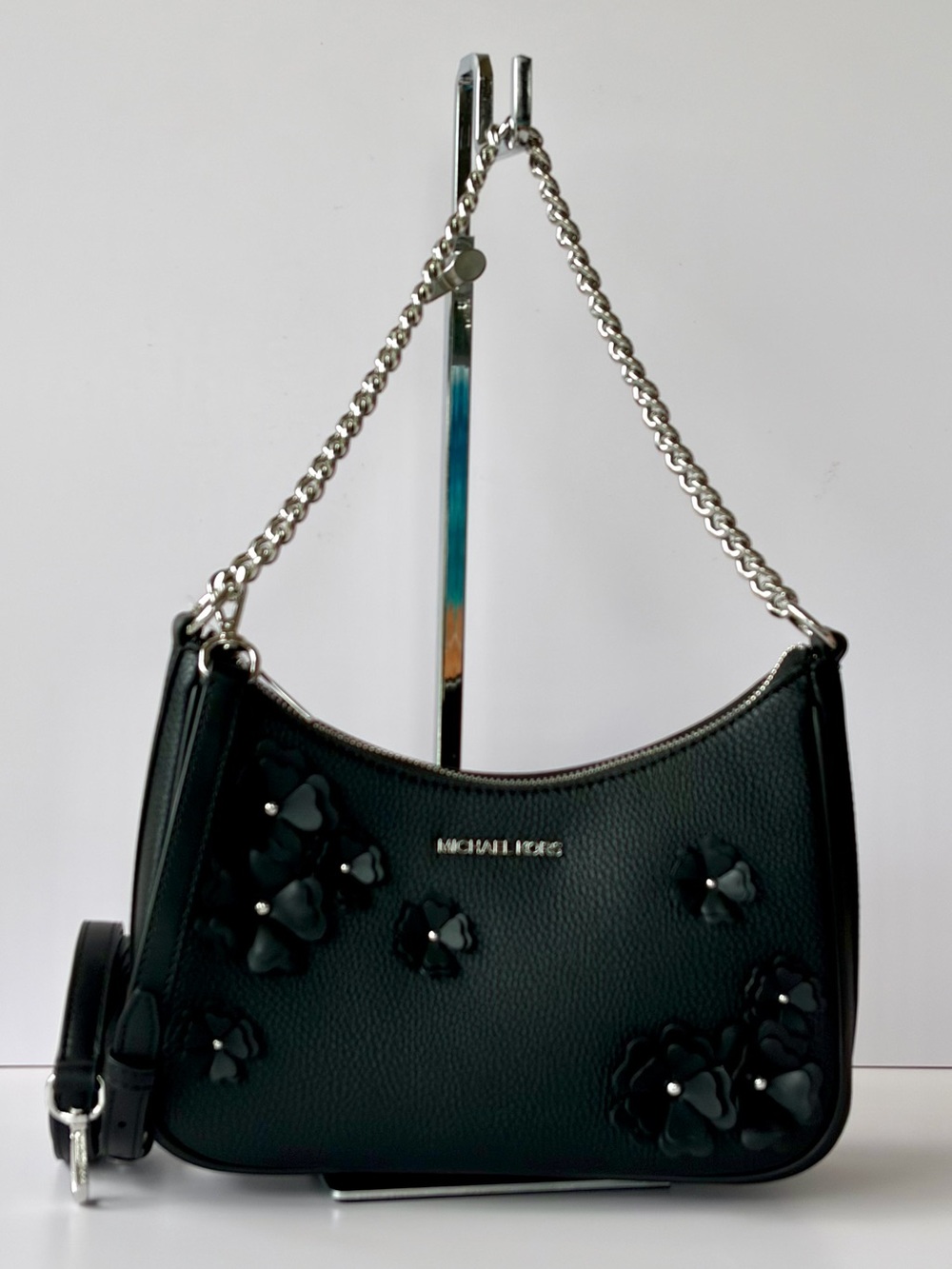 Michael Kors Jet Set Travel Large Floral Embellished Convertible Crossbody Bag - Picture 4 of 14